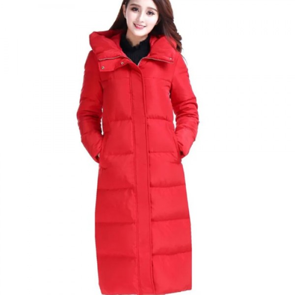Warm White Duck Down Jacket, Women's Hooded Winter...